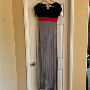 Max Studio Black, Red, and Gray Maxi Dress